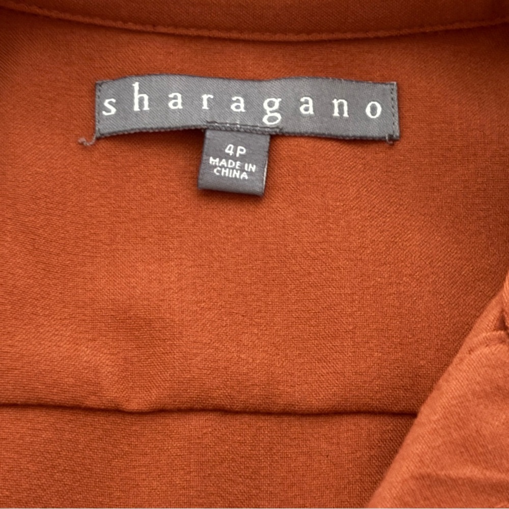 Sharagano Terracotta Midi Dress NWT Petite 4P Button Front Belted Work - Picture 6 of 7